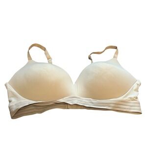 Auden Push Up Wirefree Bra 38D Beige Adjustable Straps Hook‎ And Eye Closure